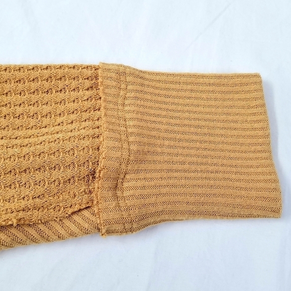 We the Free Yellow Mustard Loose Fit Deep V-neck Waffle Knit Longsleeve Top, S - Picture 8 of 10